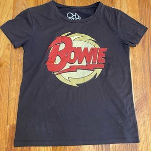 Chaser, David Bowie Graphic T-Shirt, Grey and gold colors